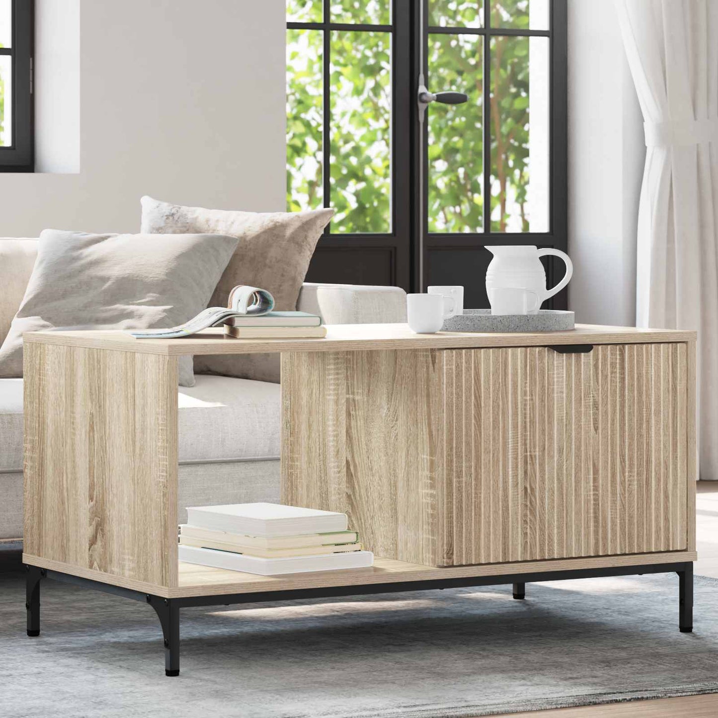 Sofabord med skuffe Sonoma eg 90 x 49 x 46 cm Konstrueret træ