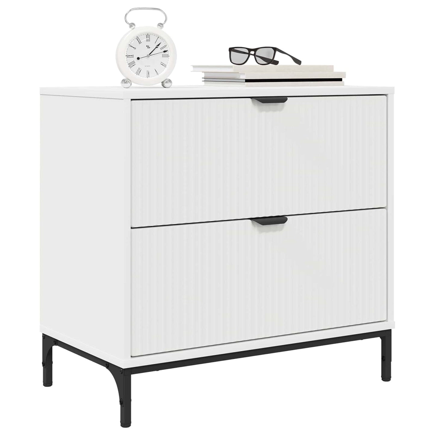 Sengebord med skuffe Hvid 63.5 x 36 x 61 cm Konstrueret træ