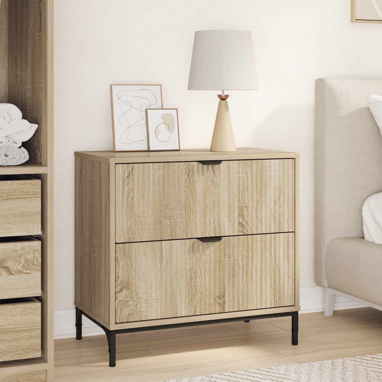 Sengebord Sonoma-eg 63.5 x 36 x 61 cm Konstrueret træ