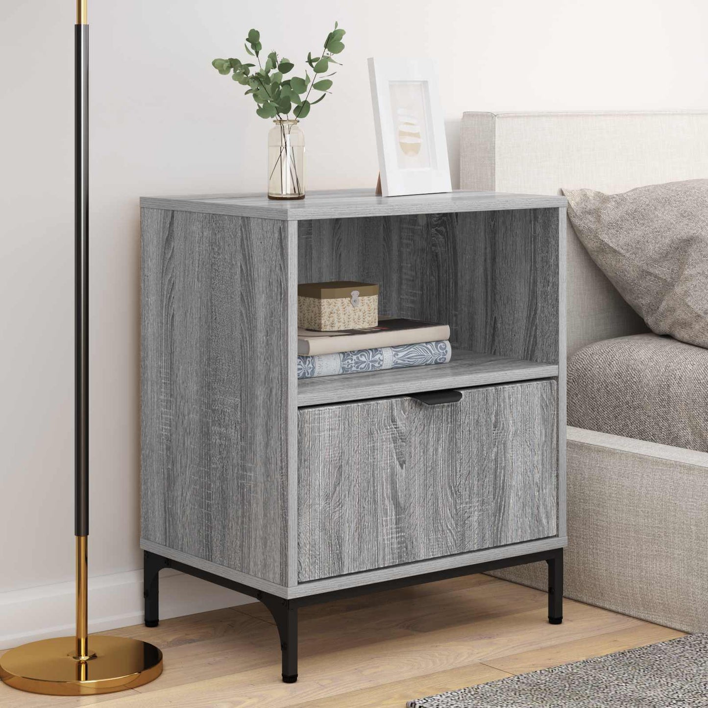 Natskab 2 pcs Grå sonoma-eg 49 x 36 x 61 cm Konstrueret træ