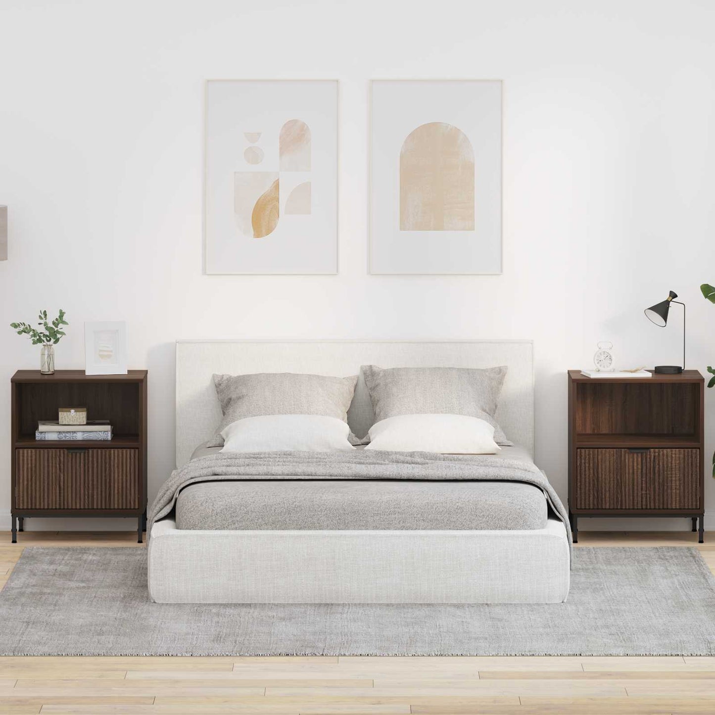 Natskab 2 pcs Brun eg 49 x 36 x 61 cm Konstrueret træ