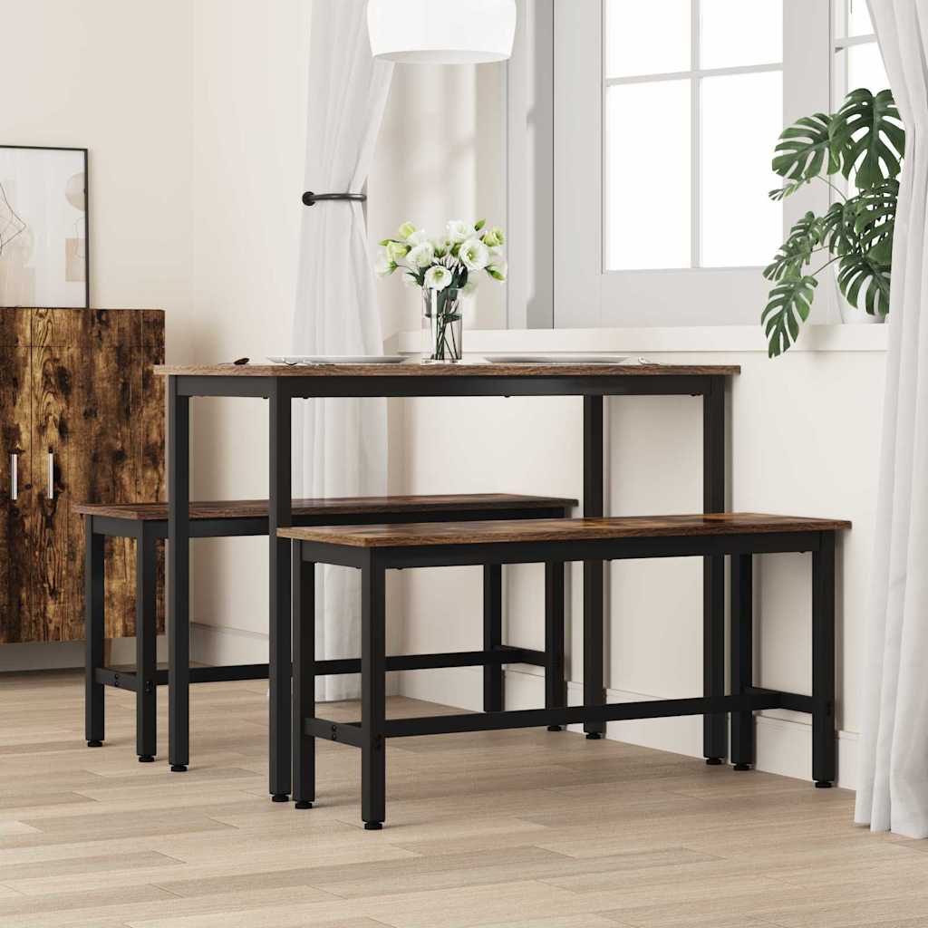 Spisebænk 2 pcs Røget eg 100 x 32,5 x 48,5 cm