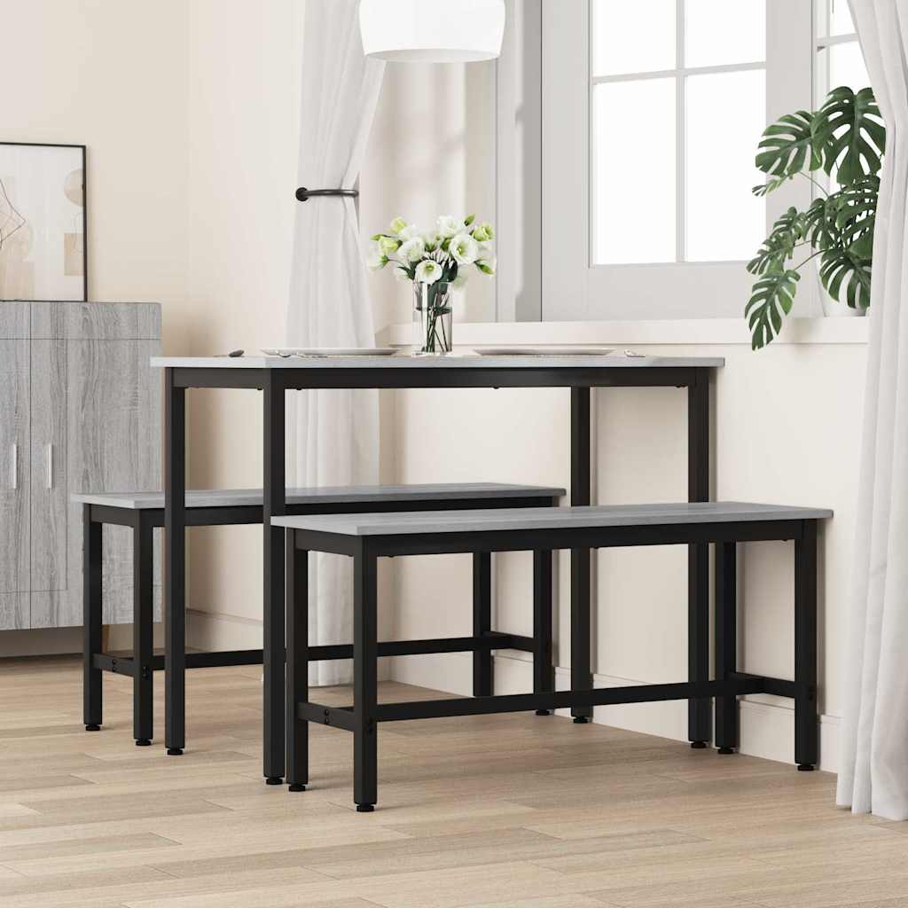 Spisebænk 2 pcs Grå Sonoma 100 x 32,5 x 48,5 cm