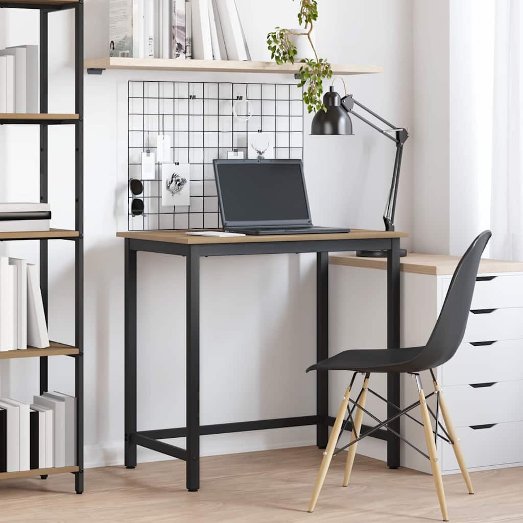 Skrivebord i artisan egetræ 100 × 50 × 76,5 cm - konstrueret træ og stål, højdejusterbart