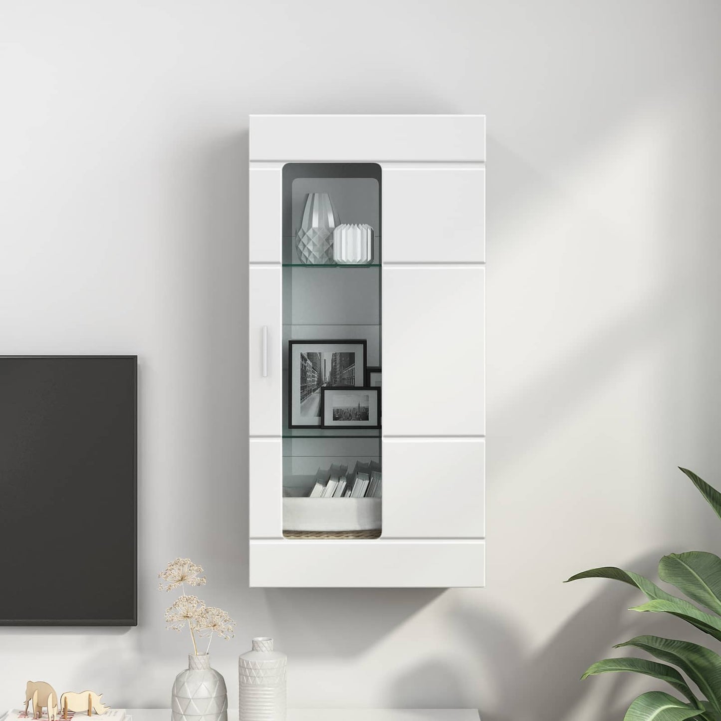 Træskab Høj gloss hvid 50 x 29 x 100 cm Konstrueret træ