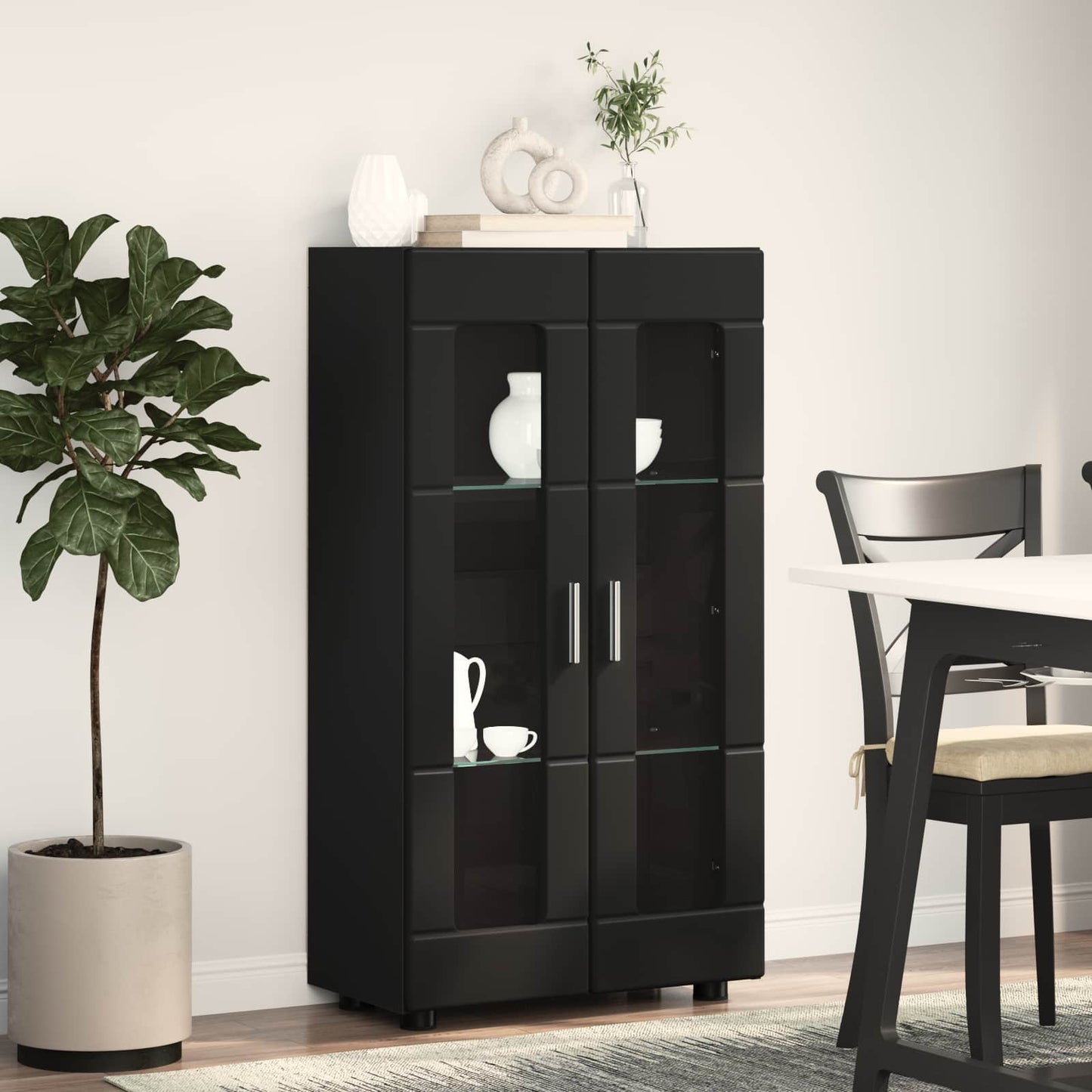 Sideboard FLORIN 55,5 x 29 x 100 cm Sort Konstrueret træ