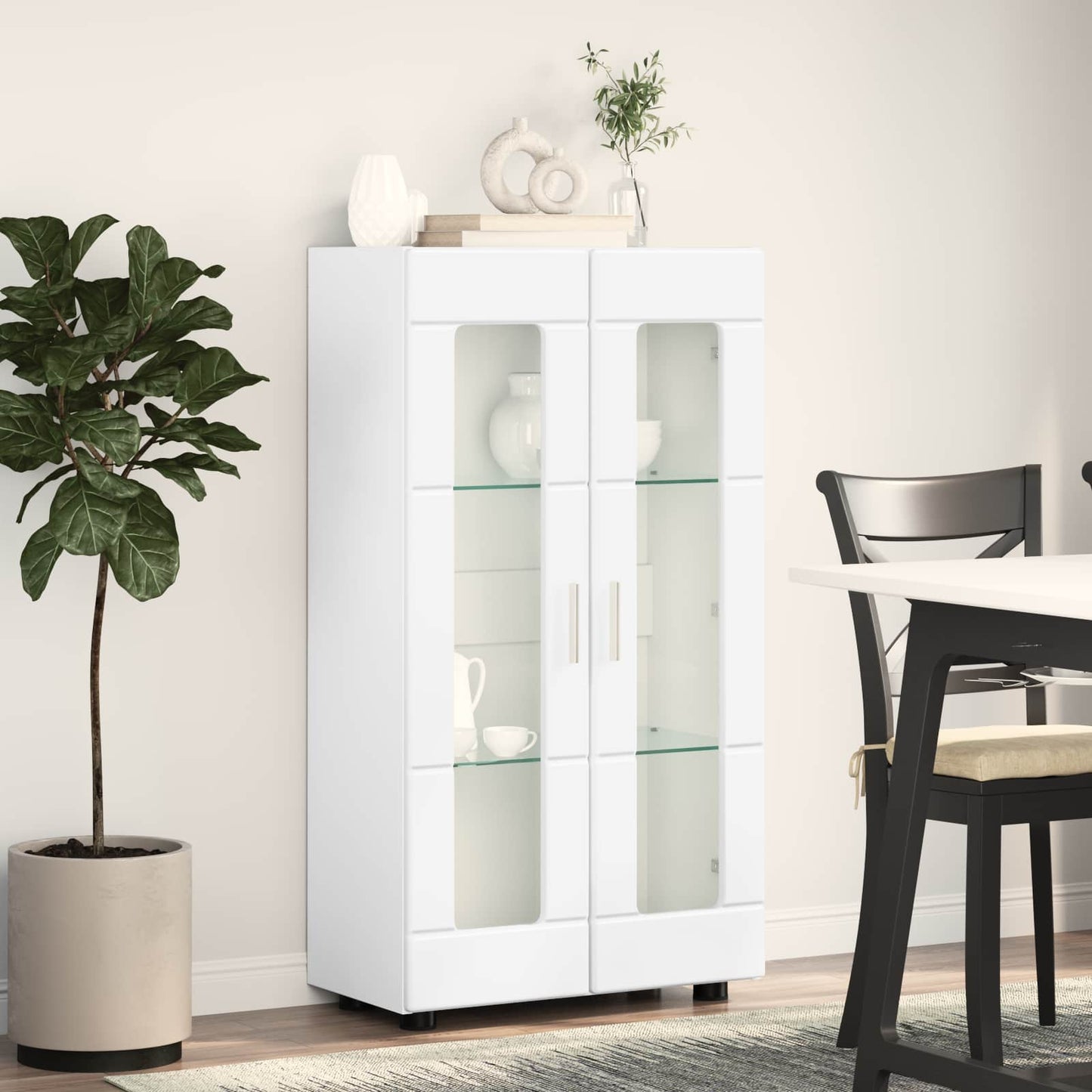 Sideboard FLORIN 55,5 x 29 x 100 cm Høj gloss hvid