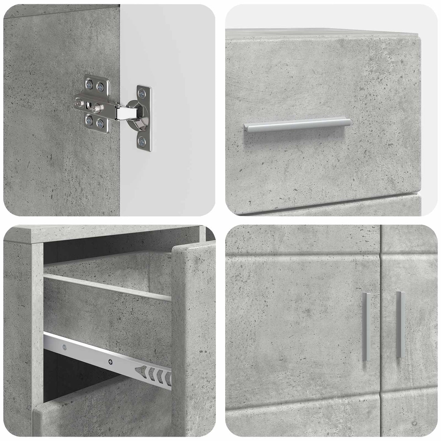 Træskab Beton Grå 88,5 x 30,5 x 73 cm Konstrueret træ