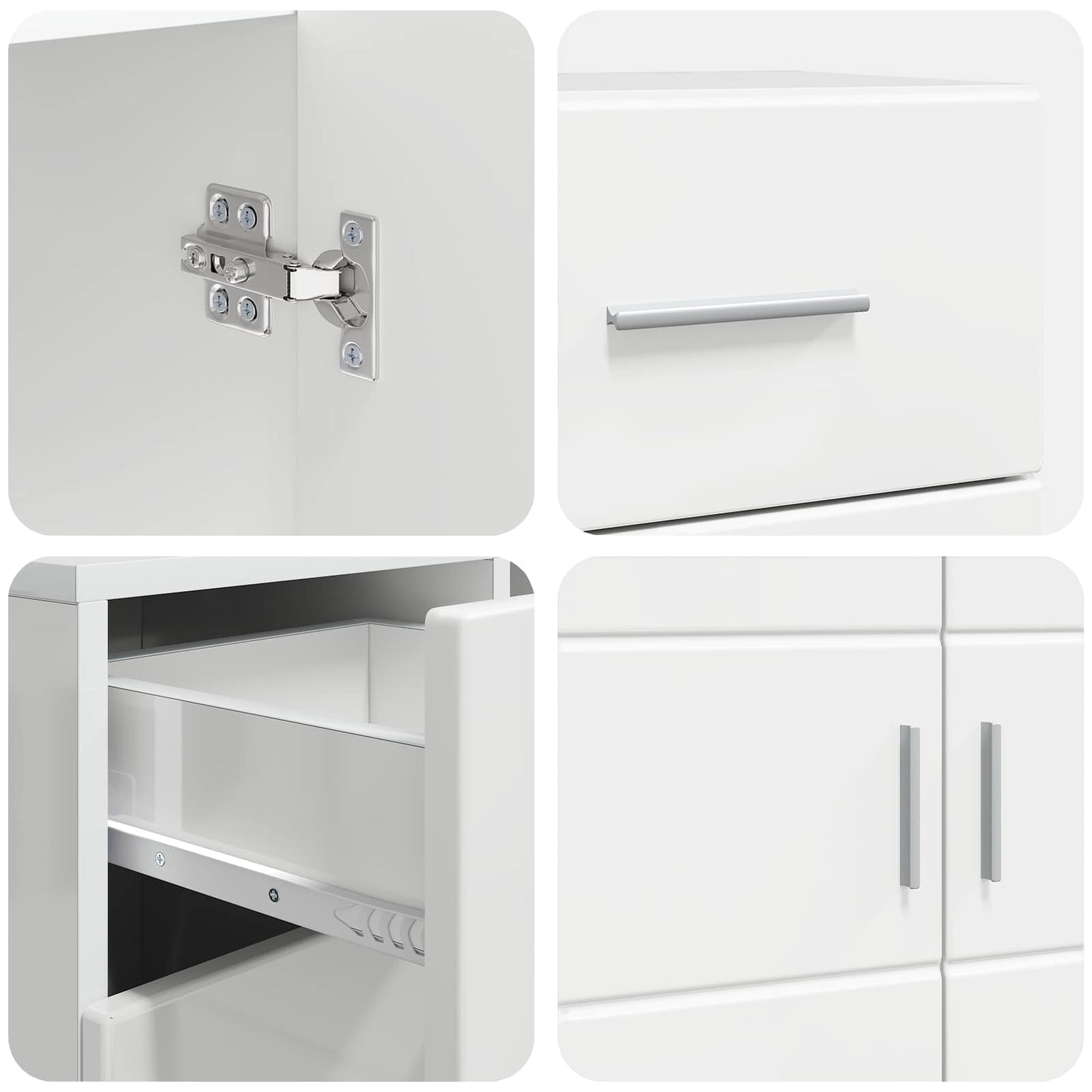 Træskab Høj gloss hvid 88,5 x 30,5 x 73 cm Konstrueret træ