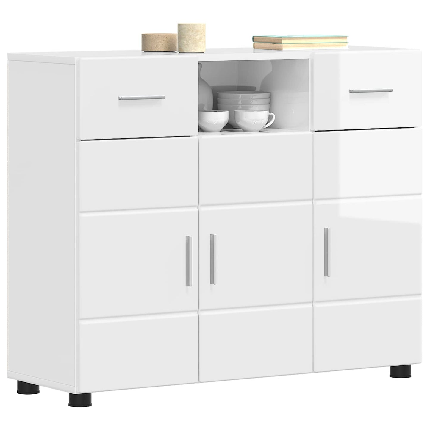 Træskab Høj gloss hvid 88,5 x 30,5 x 73 cm Konstrueret træ