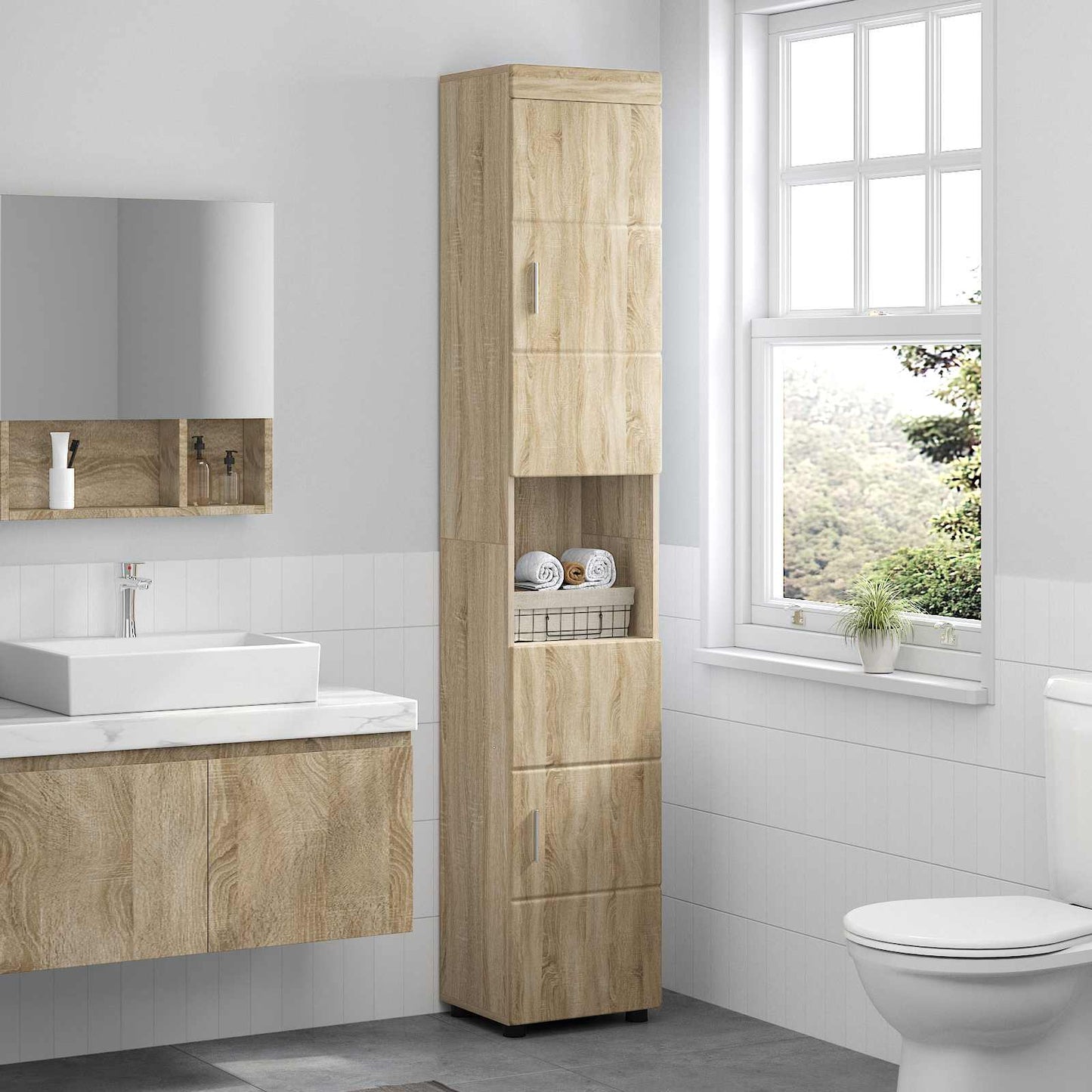 Badeværelsesskabsæt TULUM Sonoma eg 37 x 31,5 x 203 cm
