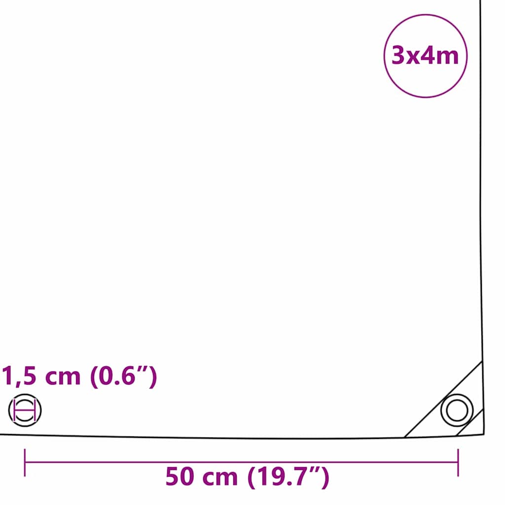 Tarpaulin 650g / m² Brun 3 x 4 m Lærred med PVC-belægning