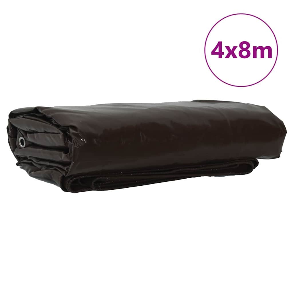 Tarpaulin 650g / m² Brun 4 x 8 m Lærred med PVC-belægning