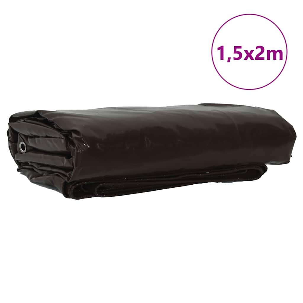 Tarpaulin 650g / m² Brun 1,5 x 2 m Lærred med PVC-belægning