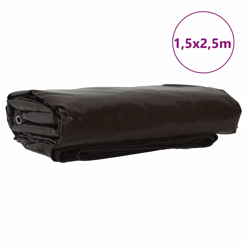 Tarpaulin 650g / m² Brun 1,5 x 2,5 m Lærred med PVC-belægning