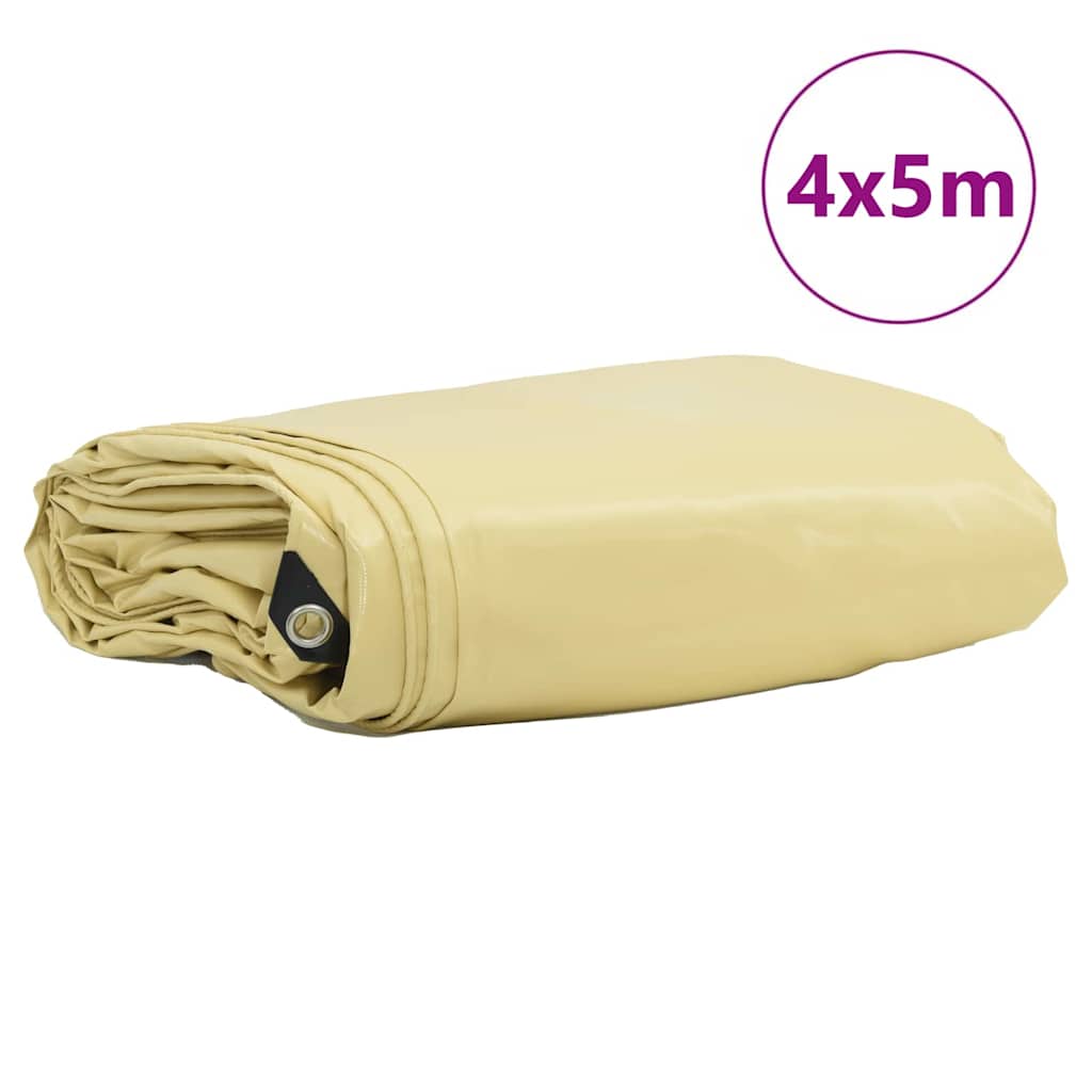 Tarpaulin 650g / m² Beige 4 x 5 m Lærred med PVC-belægning