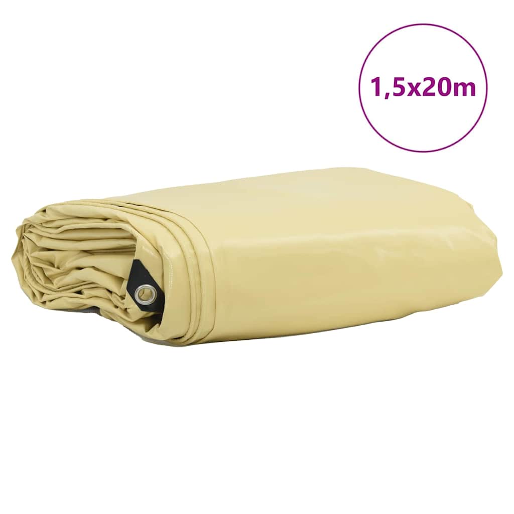 Tarpaulin 650g / m² Beige 1,5 x 20 m Lærred med PVC-belægning