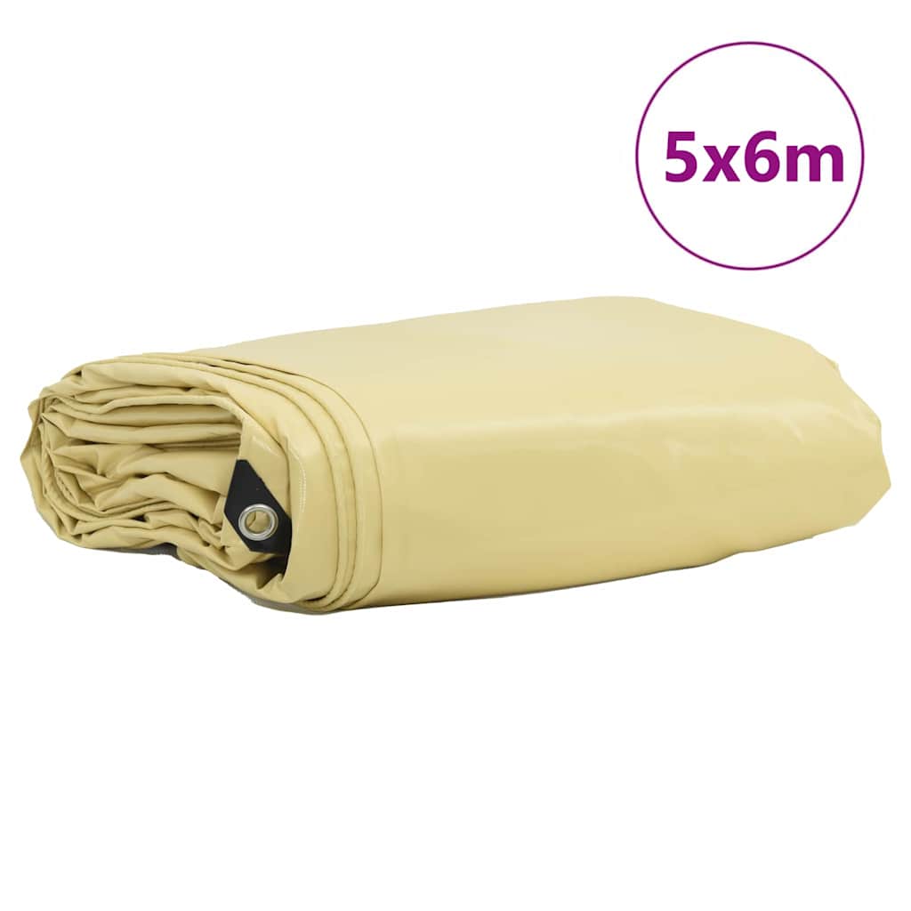 Tarpaulin 650g / m² Beige 5 x 6 m Lærred med PVC-belægning