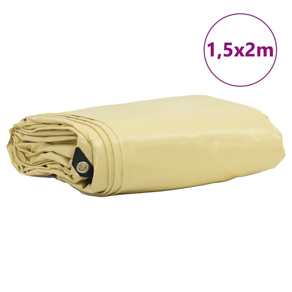 Tarpaulin 650g / m² Beige 1,5 x 2 m Lærred med PVC-belægning