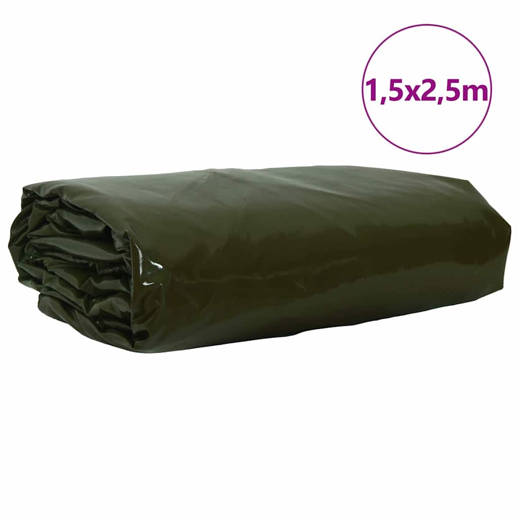 Tarpaulin 650g / m² Oliven grøn 1,5 x 2,5 m