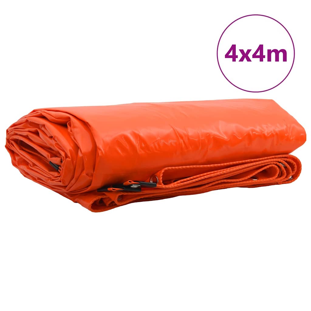 Tarpaulin 650g / m² Orange 4 x 4 m Lærred med PVC-belægning