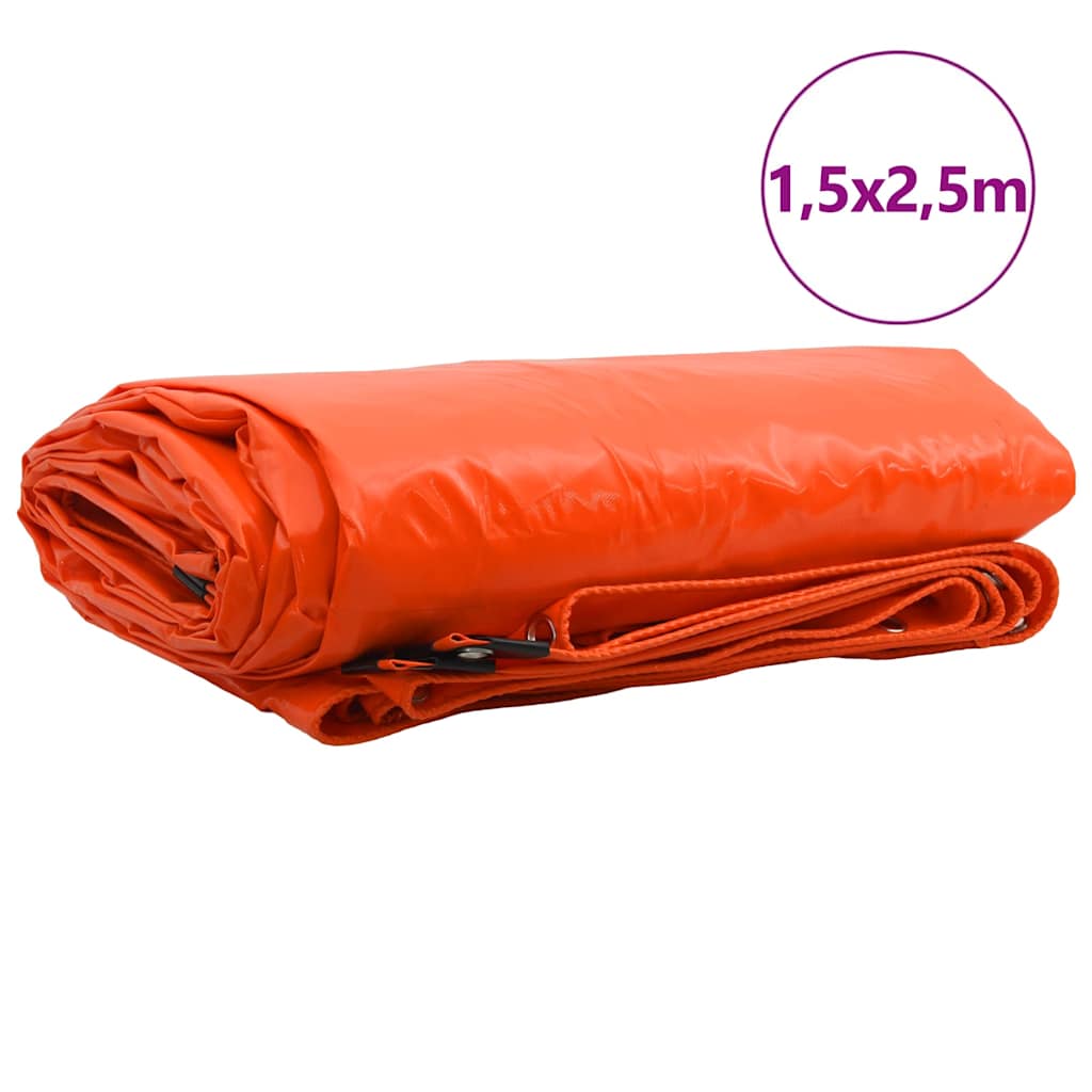 Tarpaulin 650g / m² Orange 1,5 x 2,5 m Lærred med PVC-belægning