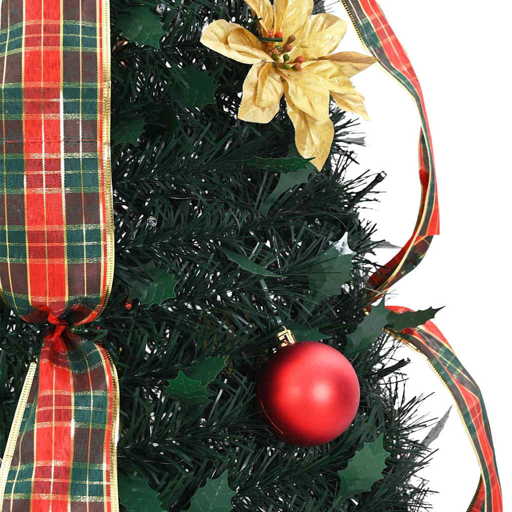 Kunstigt juletræ med 100 LED'er med stativ Grøn 155 cm PVC