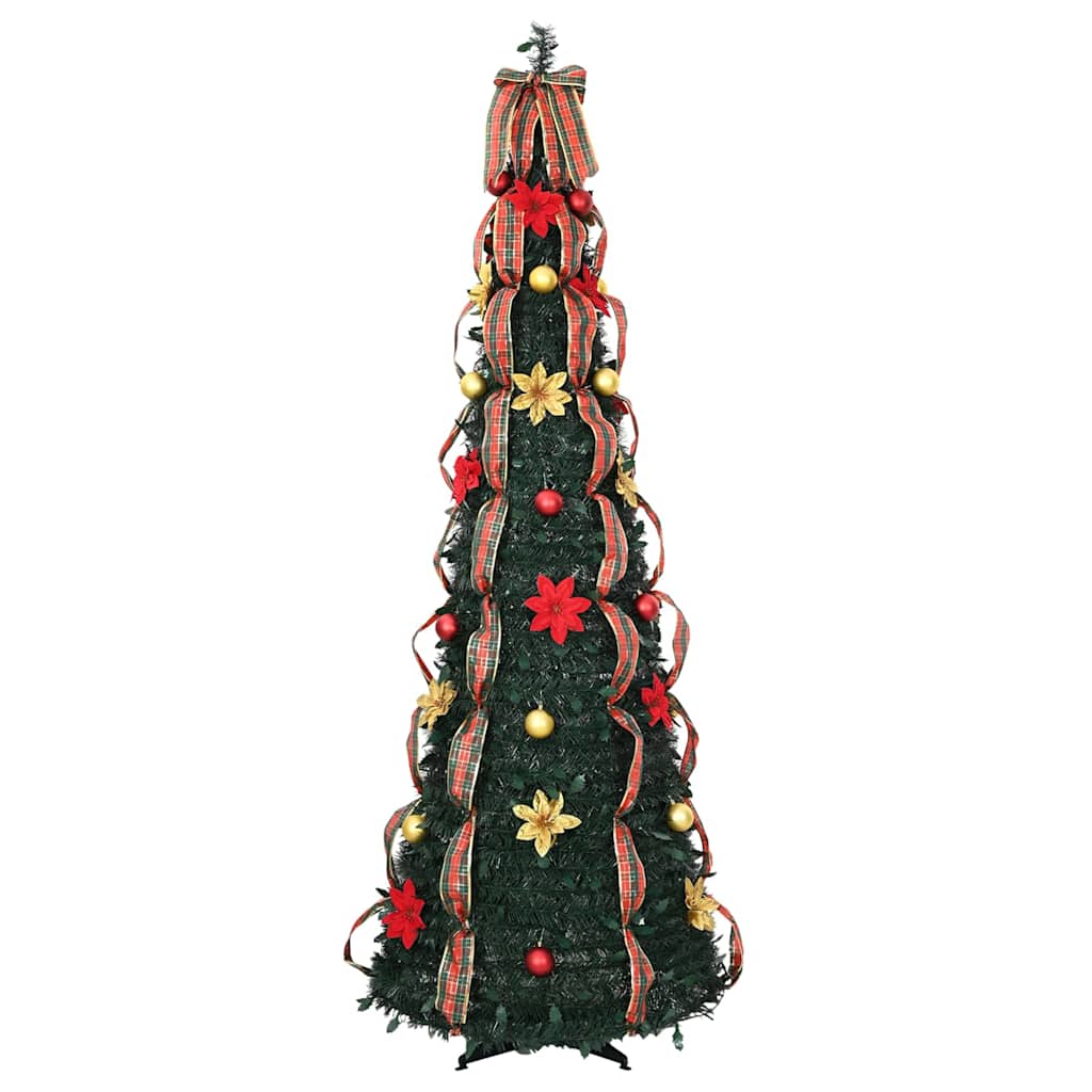 Kunstigt juletræ med 200 LED'er med stativ Grøn 215 cm PVC