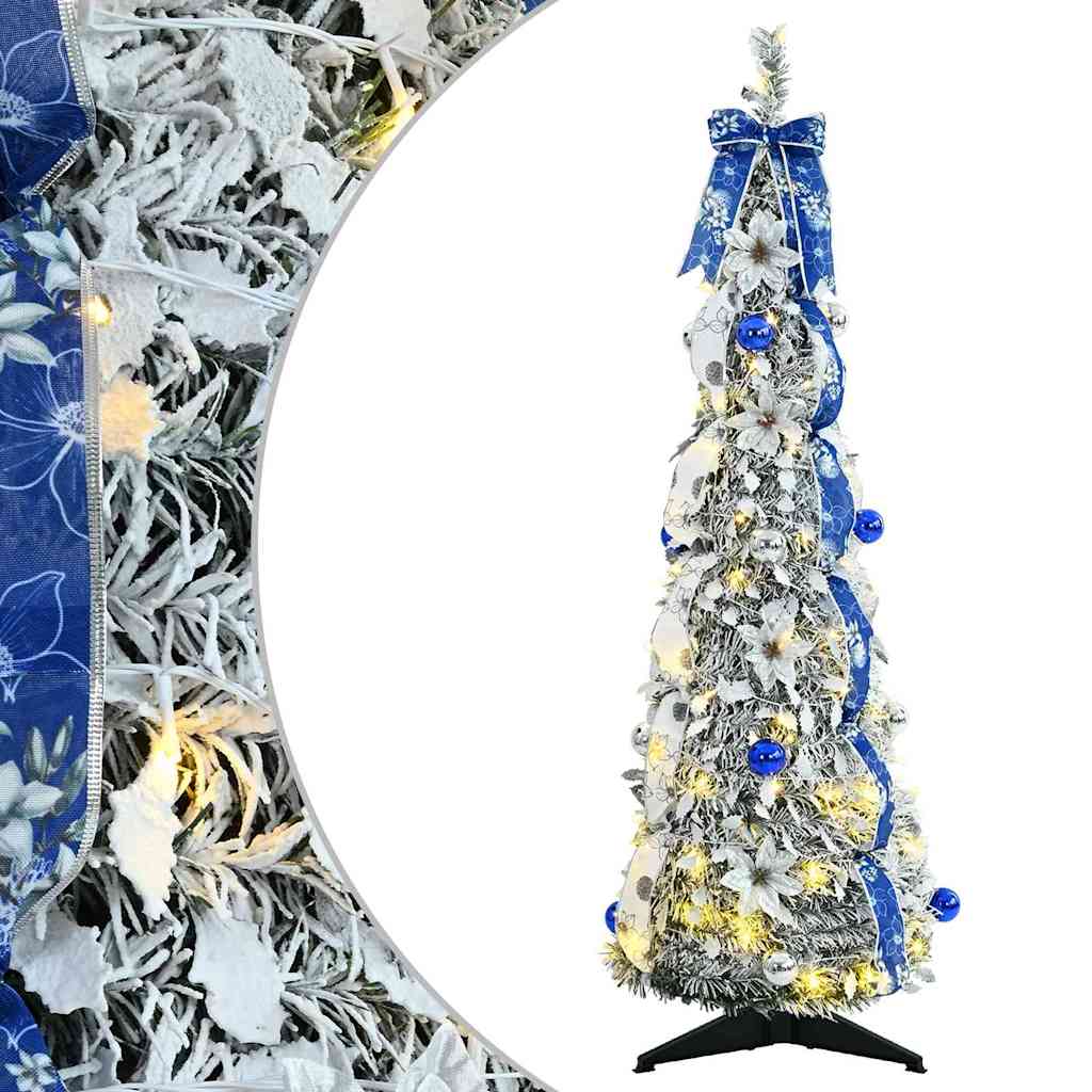 Kunstigt juletræ med 50 LED'er med stativ Hvid 120 cm PVC
