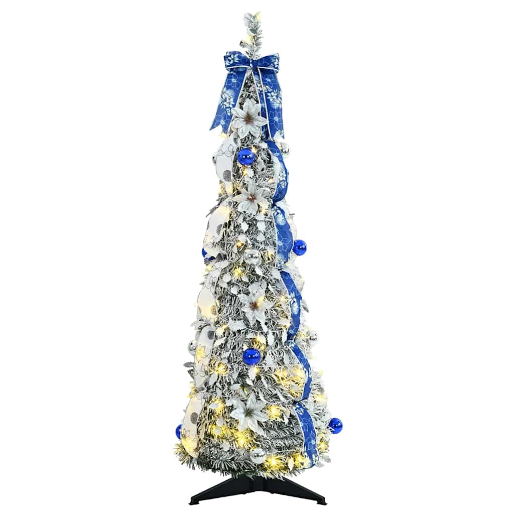 Kunstigt juletræ med 50 LED'er med stativ Hvid 120 cm PVC