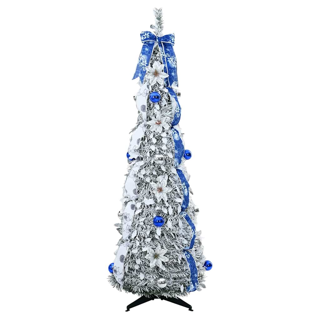 Kunstigt juletræ med 100 LED'er med stativ Hvid 150 cm PVC