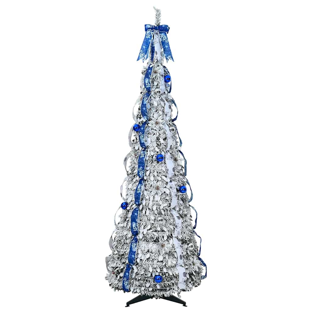 Kunstigt juletræ med 150 LED'er med stativ Hvid 180 cm PVC