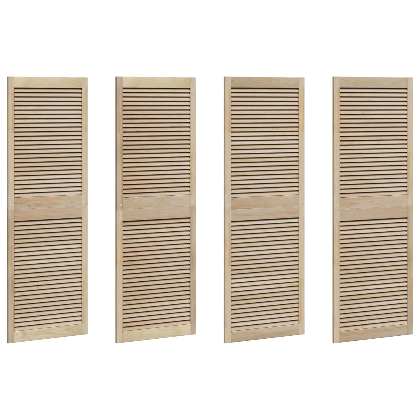 Skabsdør 4 pcs Naturfarvet 170 x 2,1 x 59,5 cm Massiv fyrretræ