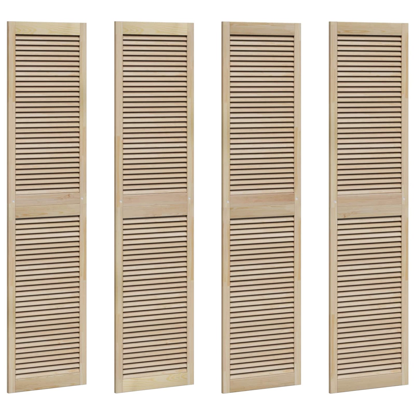 Skabsdør 4 pcs Naturfarvet 201 x 2,1 x 49,5 cm Massiv fyrretræ