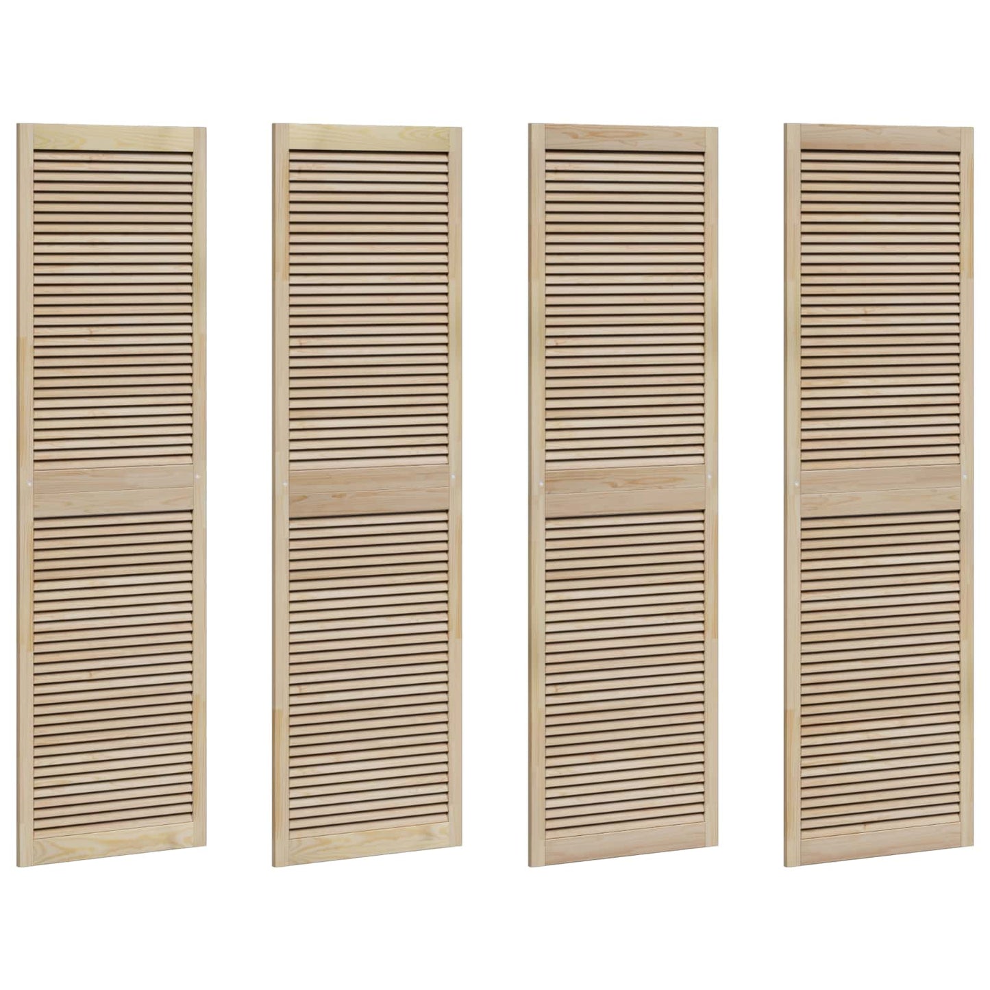 Skabsdør 4 pcs Naturfarvet 201 x 2,1 x 59,5 cm Massiv fyrretræ