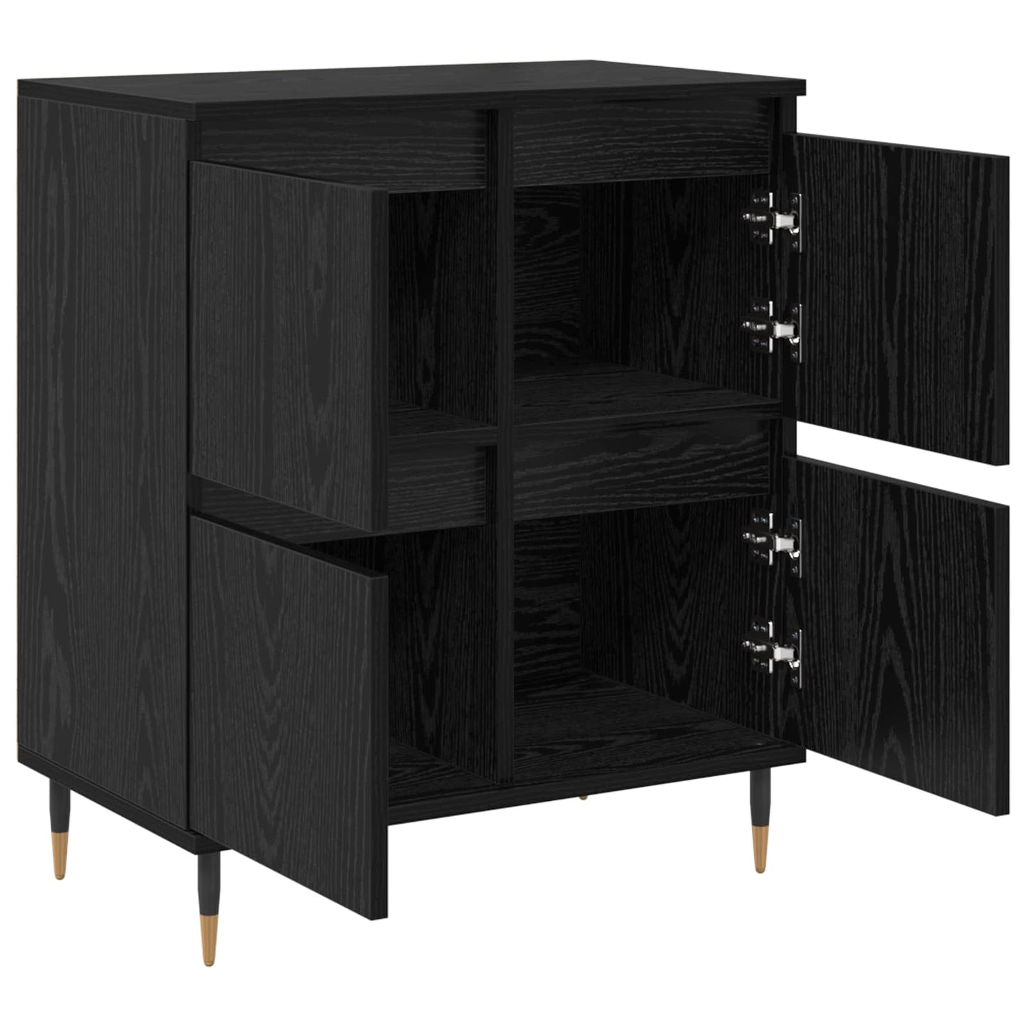 Opbevaringsskab 3 pcs Sort eg 60 x 35 x 70 cm