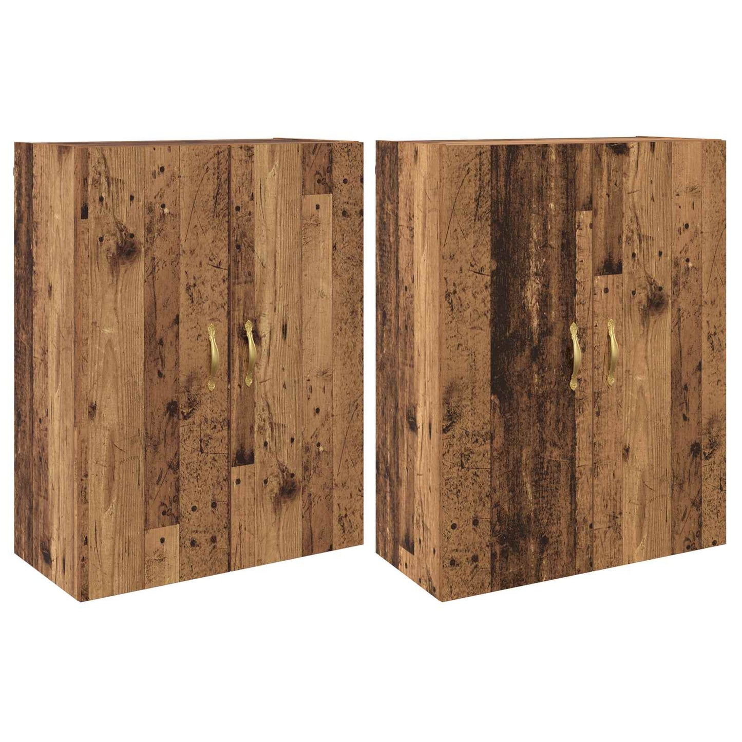 Vægmonteret skab 2 pcs Gammelt træ 69,5 x 34 x 90 cm
