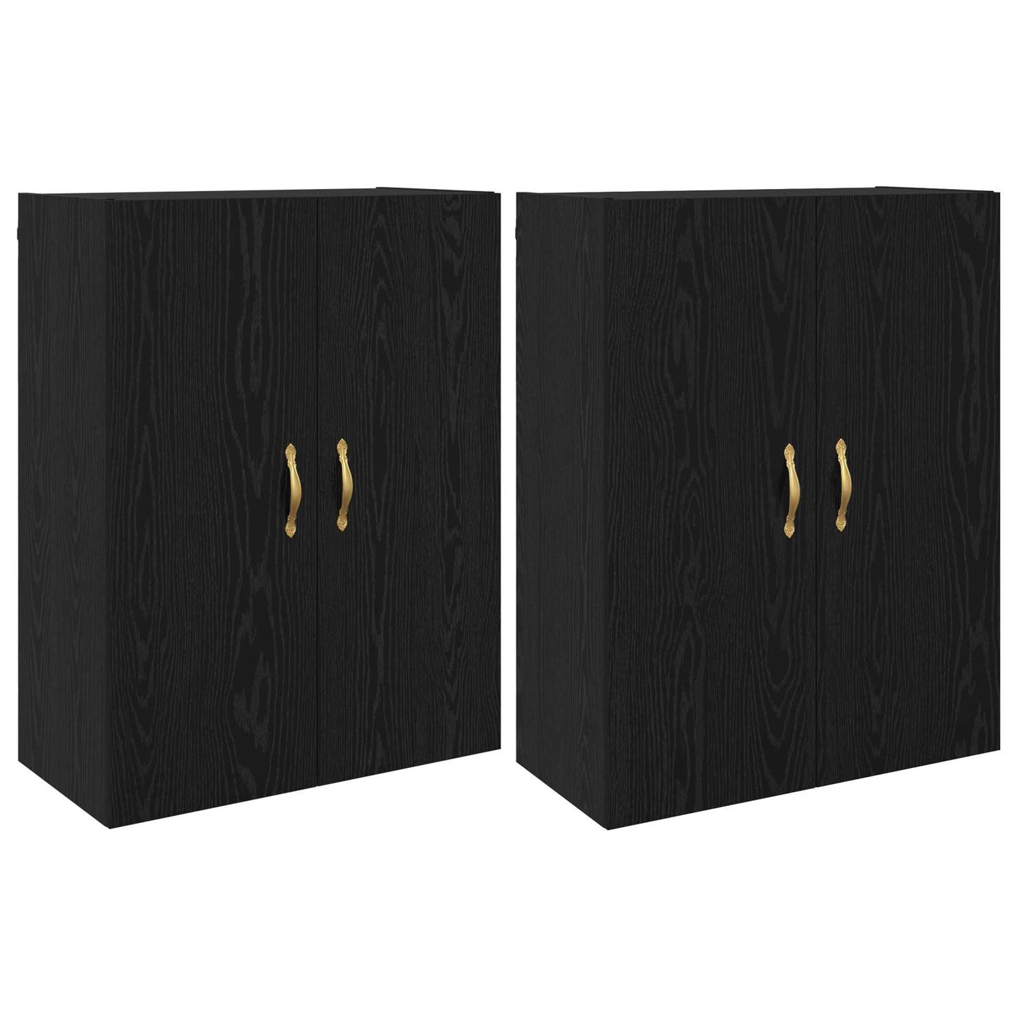 Vægmonteret skab Vægmonteret 2 pcs Sort eg 69,5 x 34 x 90 cm