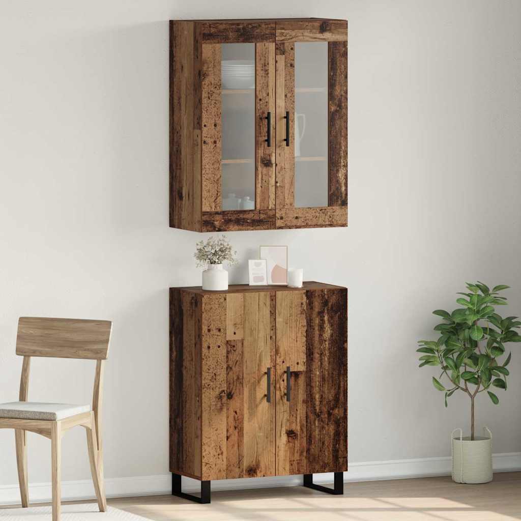 Highboard 2 pcs Gammelt træ Konstrueret træ