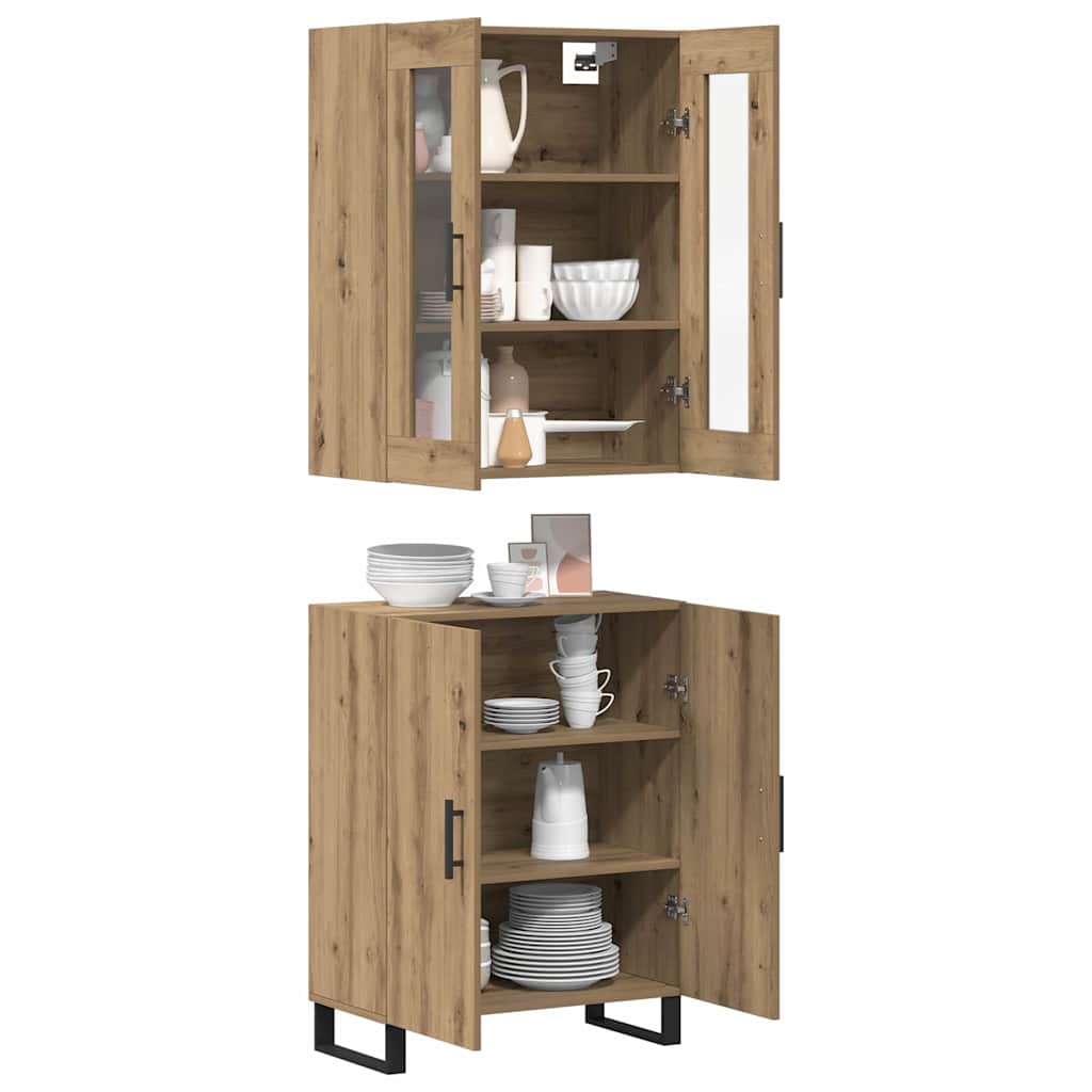 Highboard 2 stk. artisan eg 69,5 x 34 x 180 cm Konstrueret træ