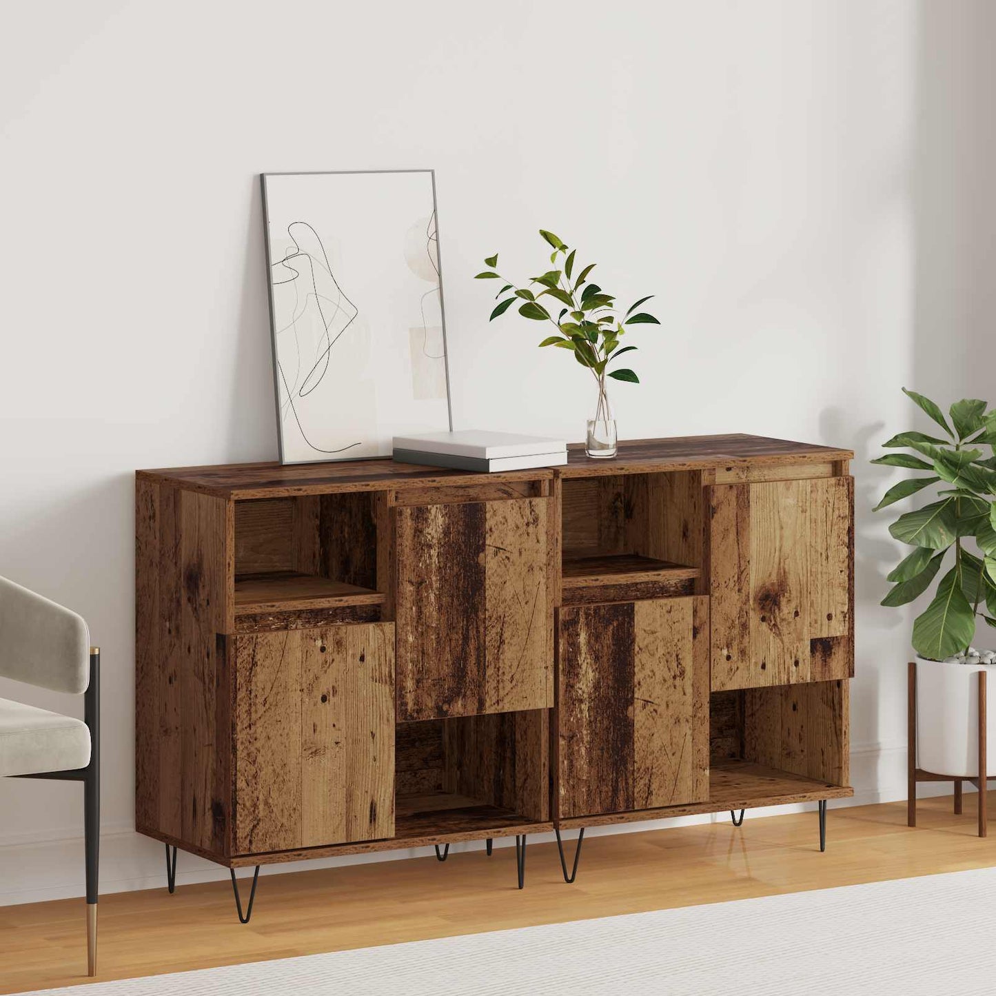 Sideboard 2 pcs Gammelt træ 60 x 35 x 70 cm