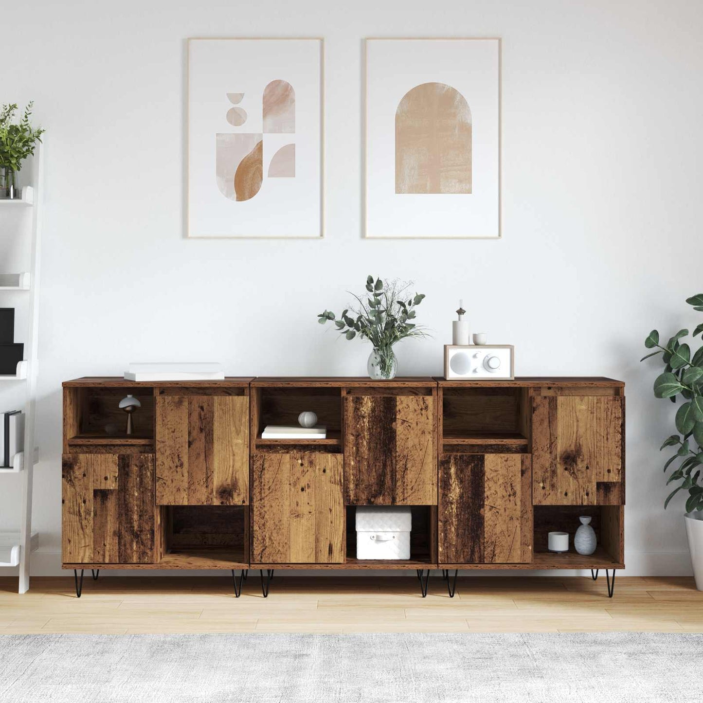Sideboard 3 pcs Gammelt træ 60 x 35 x 70 cm