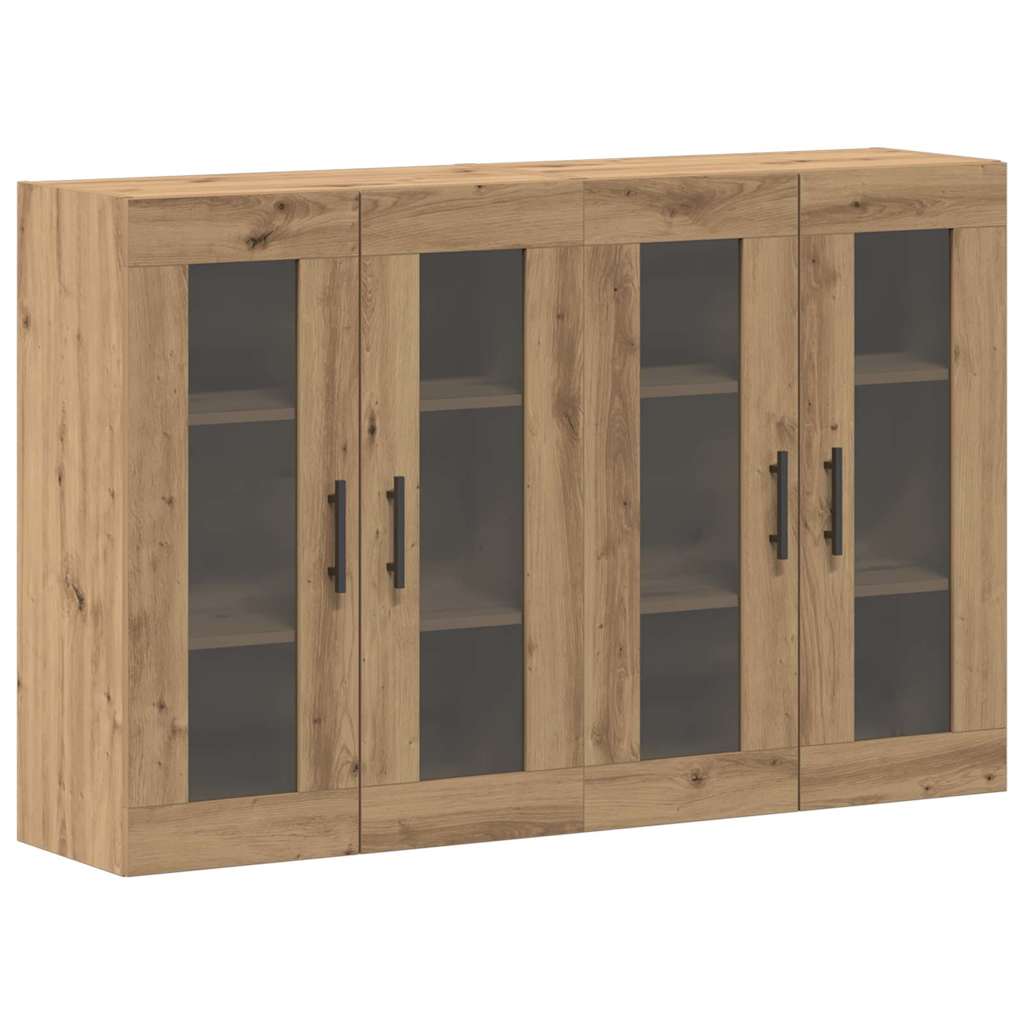 Væghængte skabe 2 pcs Artisan eg og Sort 69,5 x 34 x 90 cm