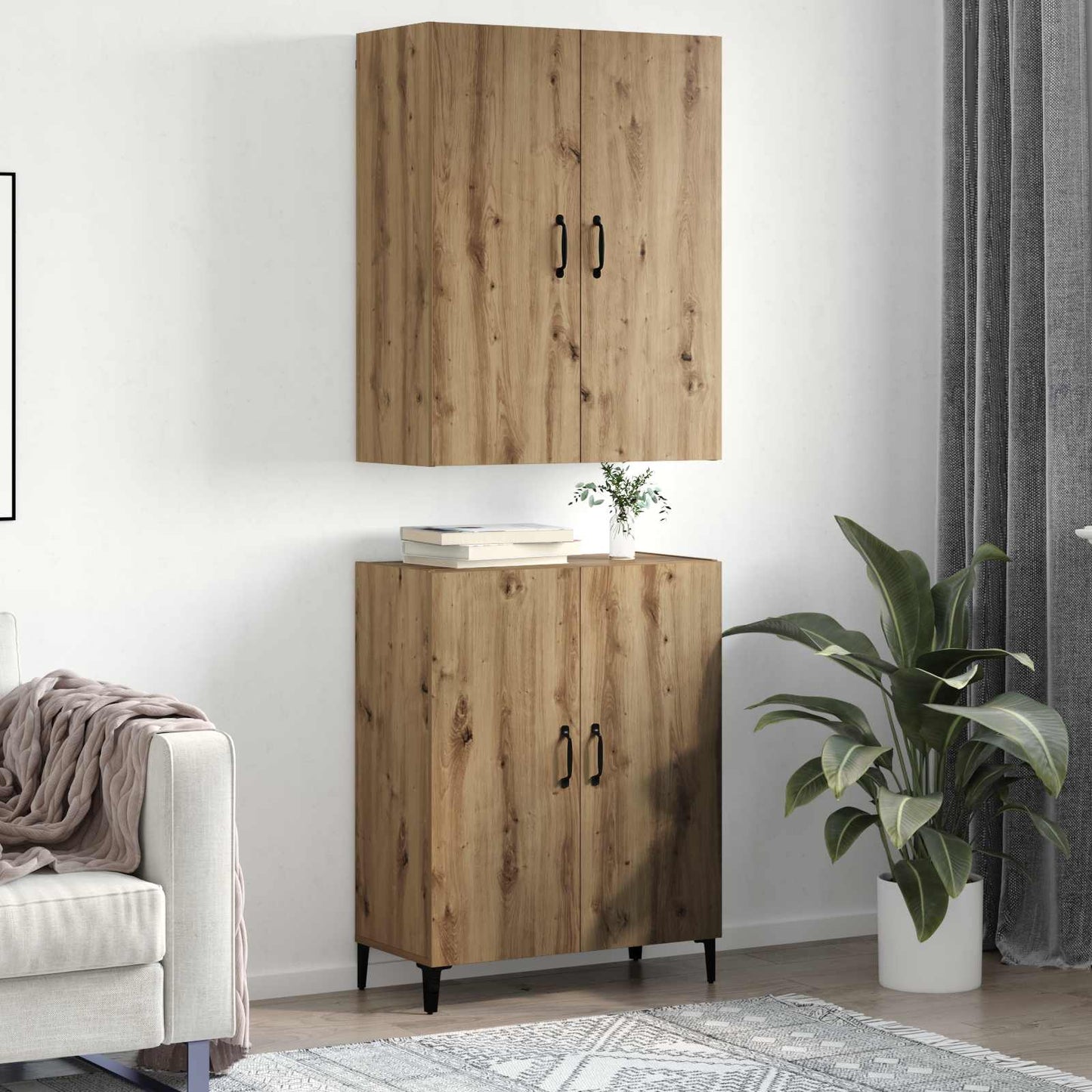 Highboard 2 stk. Artisan Egetræ 69,5 x 34 x 180 cm