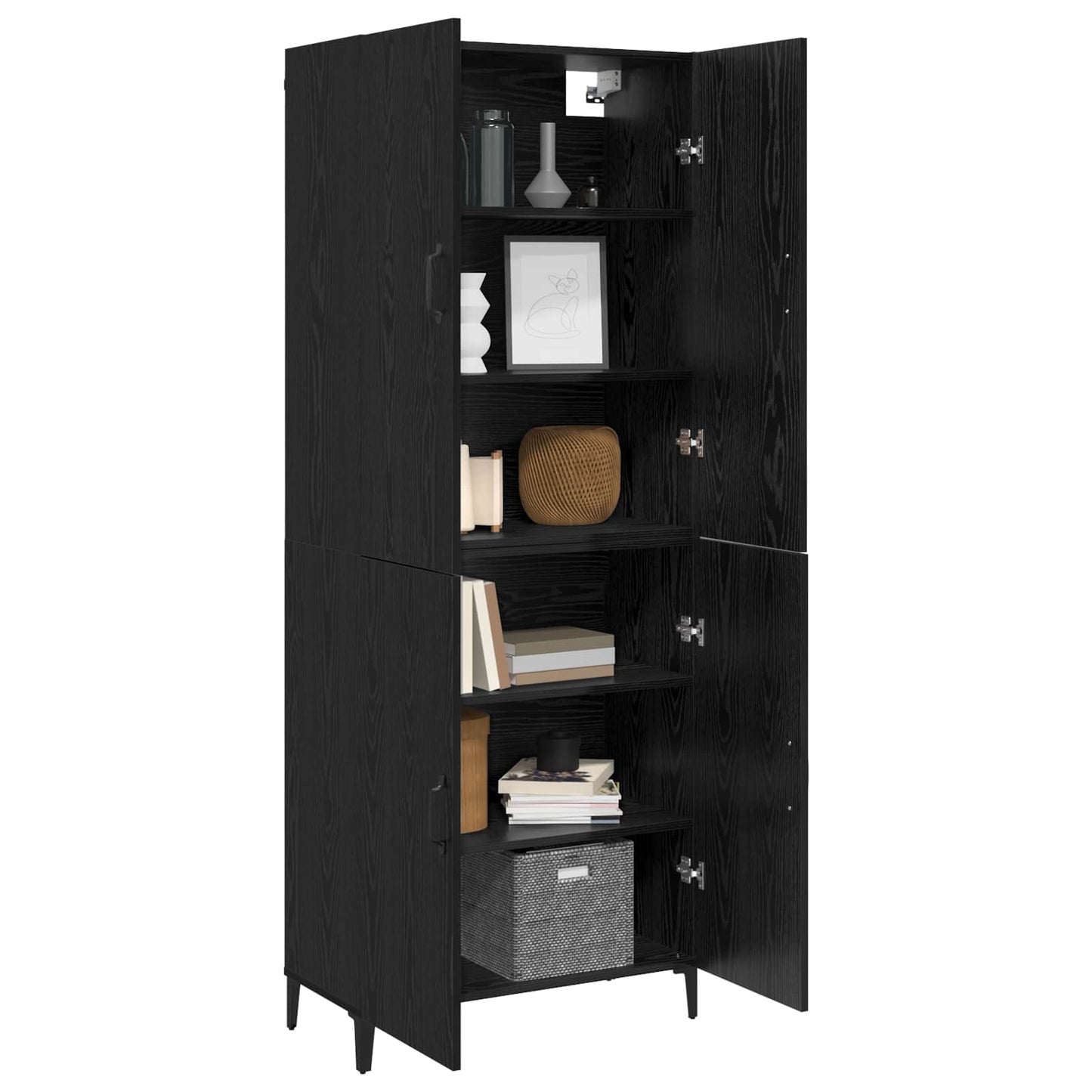 Highboard 2 stk. Sort eg 69,5 x 34 x 180 cm Konstrueret træ