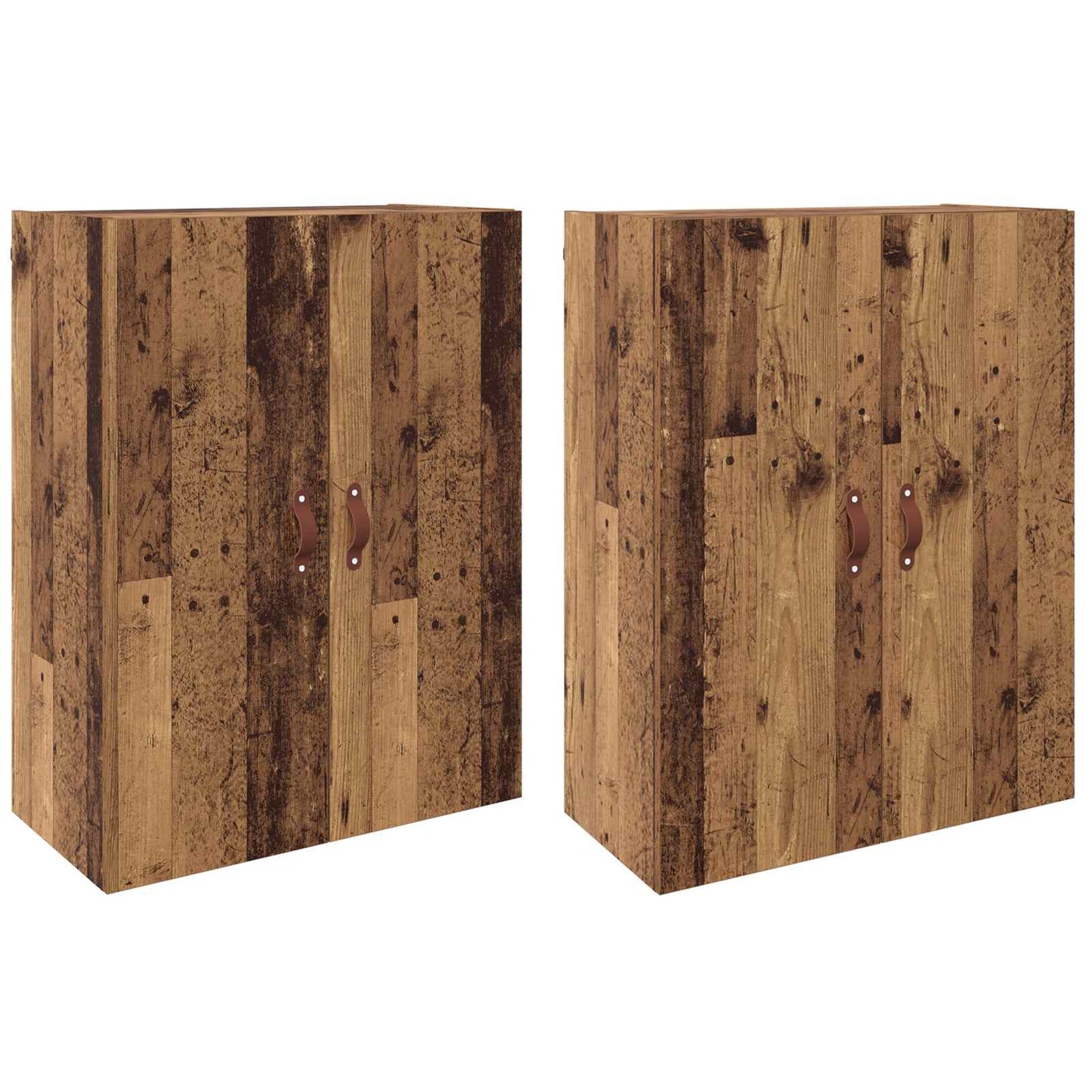 Vægmonteret skab 2 pcs Gammelt træ 69,5 x 34 x 90 cm