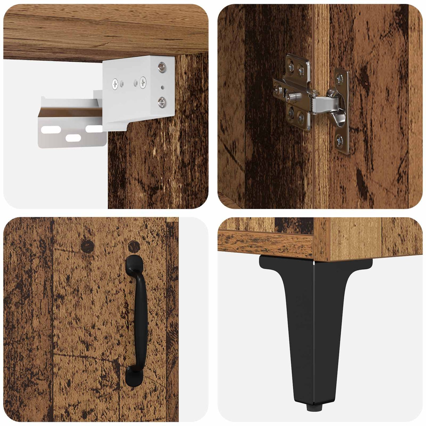 Highboard 2 pcs Gammelt træ Konstrueret træ