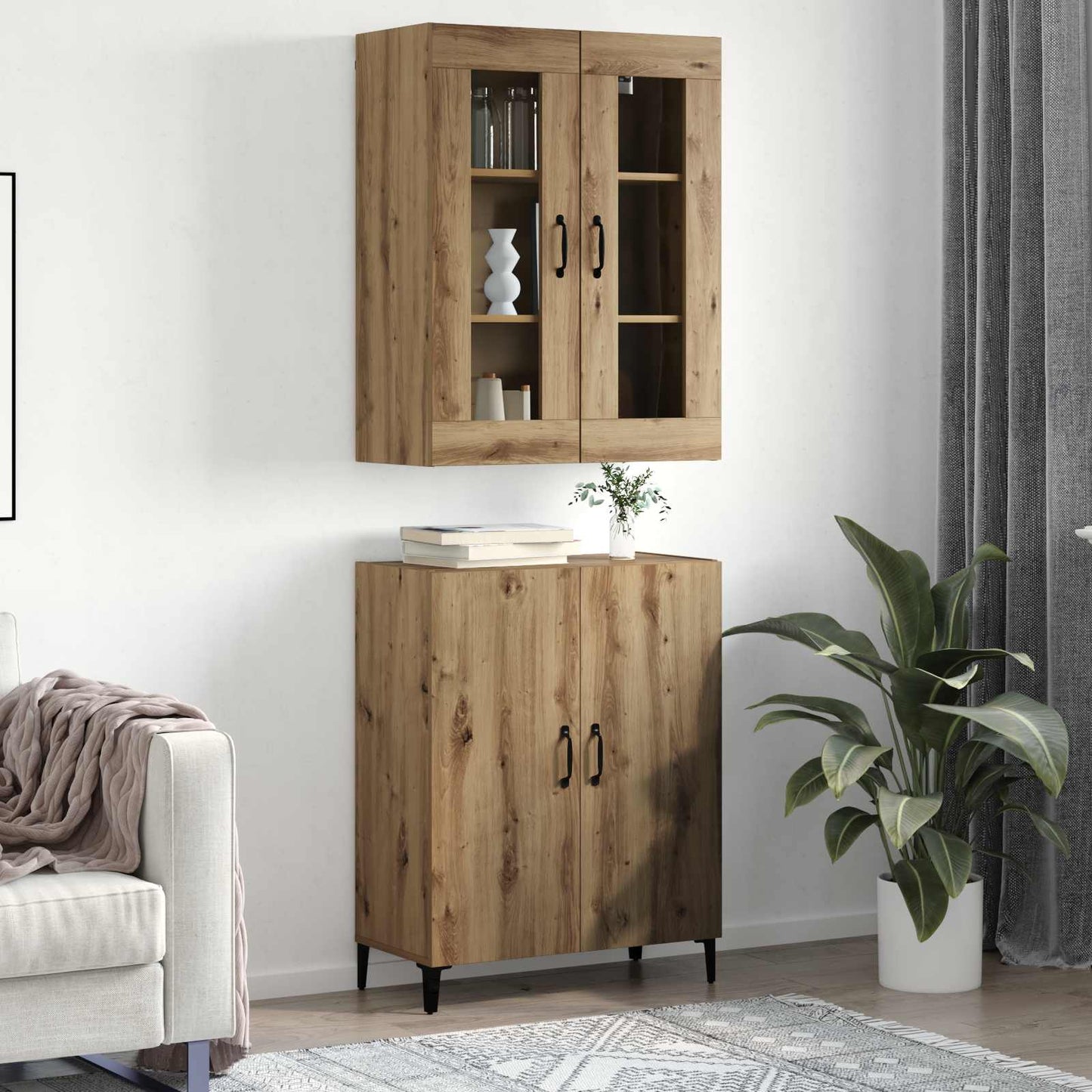 Highboard 2 stk. Artisan Egetræ 69,5 x 34 x 180 cm