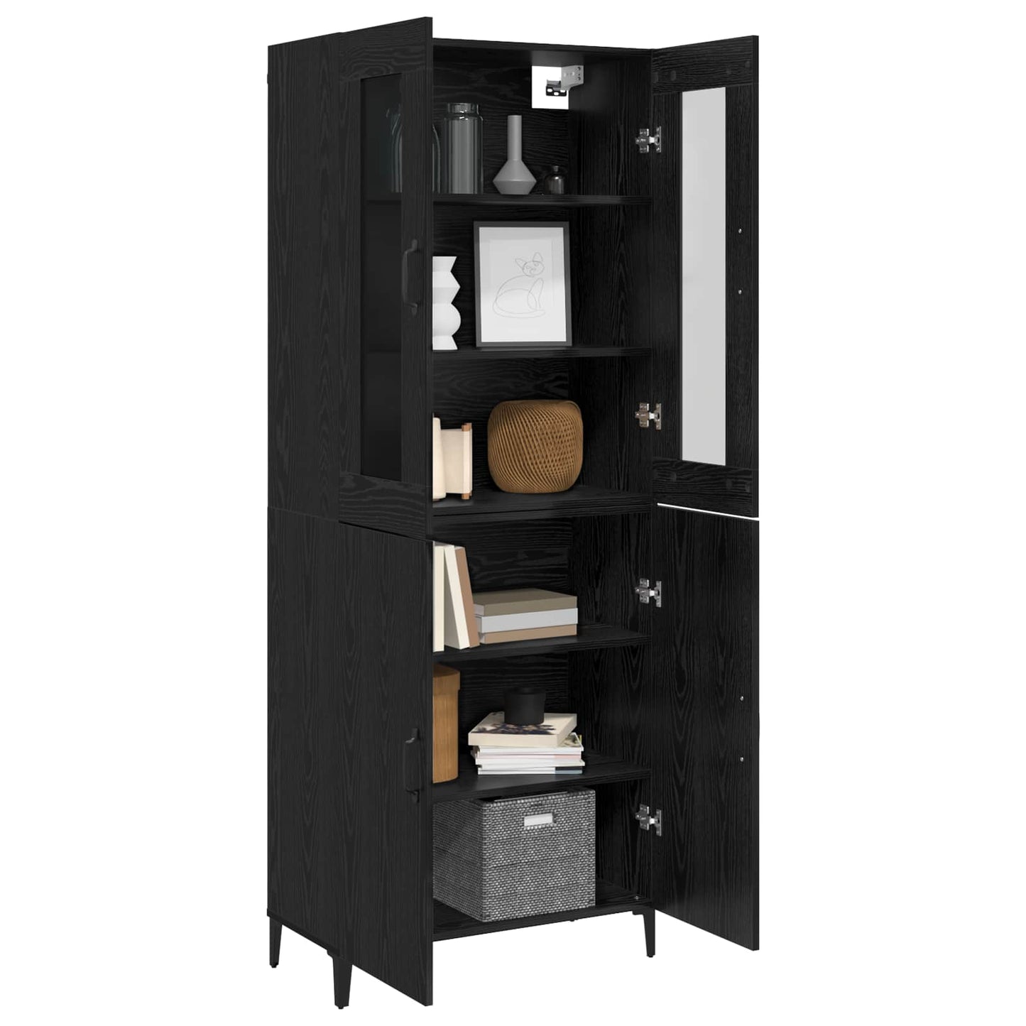 Highboard 2 stk. Sort eg 69,5 x 34 x 180 cm Konstrueret træ