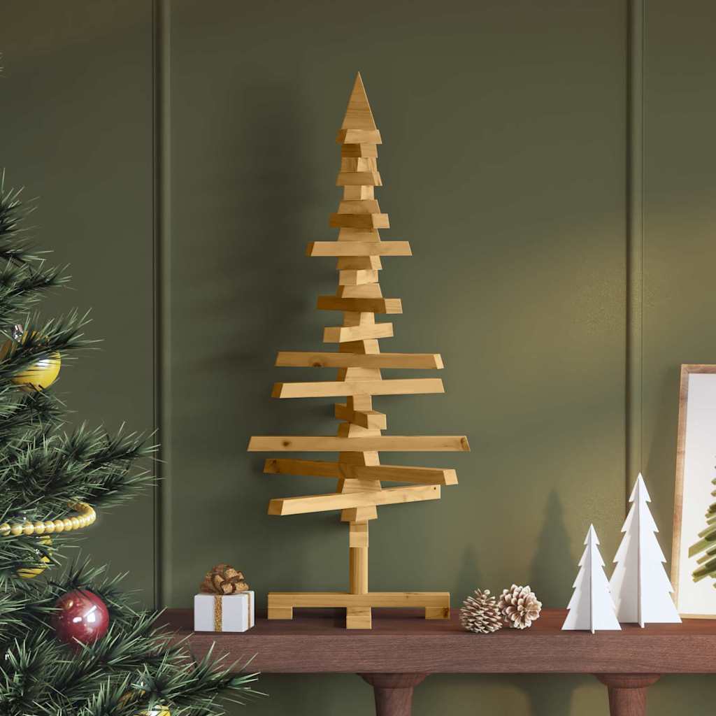 Træ juletræ med stativ Brun 90 cm Massivt fyrretræ